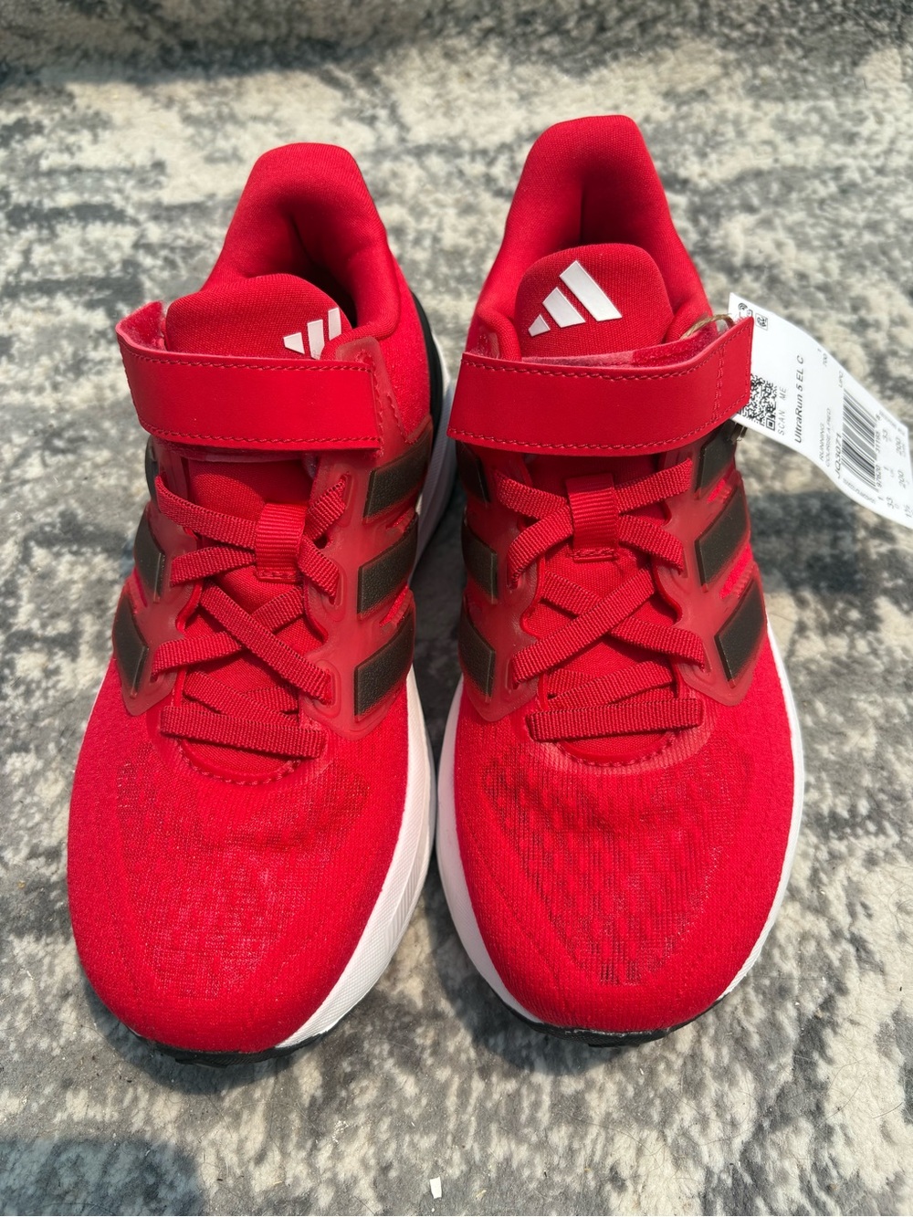 NWT Adidas UltraRun 5 EL C Kids Running Shoes Red Black US 1.5 JQ3071